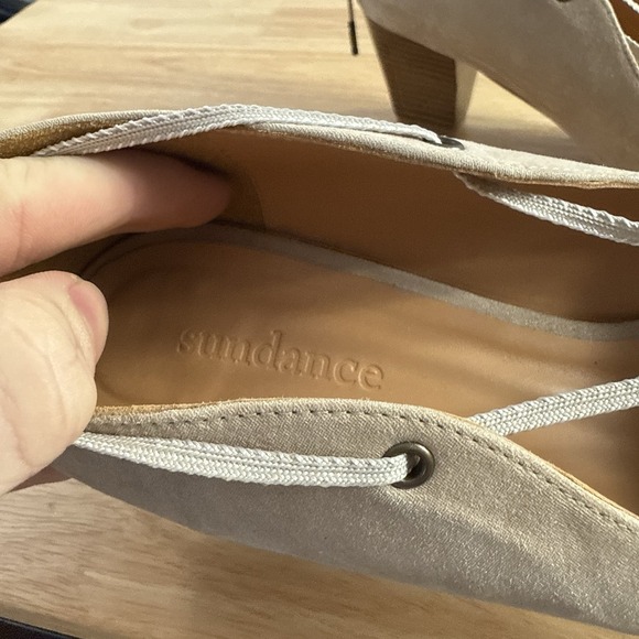 SUNDANCE Odell Heels Taupe Beige Suede Ankle Lace Up Heels 10-10.5 41 - Picture 7 of 8